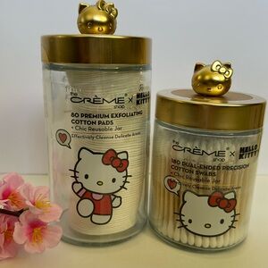 Hello Kitty x The Creme Shop cotton and dual ended precision cotton swabs jars